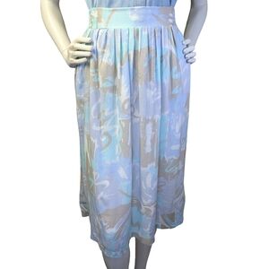 Vintage 90s Rayon Pastel Midi Skirt | Size Medium